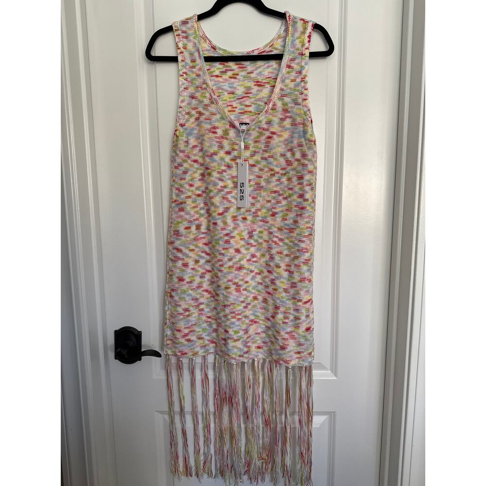 MSRP $120 ✨ 525 America Sleeveless Fringe Knit Sweater Dress – Size M fits S-M✨ - Picture 4 of 7